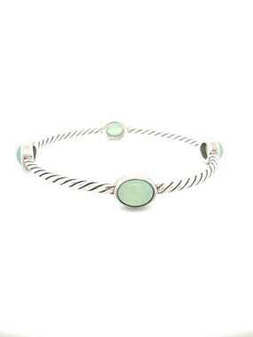 David Yurman Sterling Silver Mustique 4-Station Bangle Bracelet - Mint Chrysopra